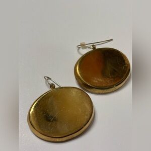 RLM Studio Polished Brass Oval Disk Earrings, NFS